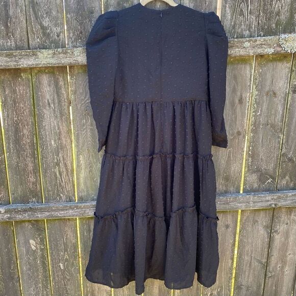 Ava & Lu Black Swiss Dot Tiered MIDI Dress | XS - Picture 6 of 6